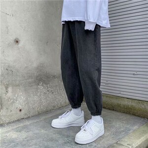 纯色束脚牛仔裤男九分裤韩版直筒坠感老爹裤INS牛仔裤潮男