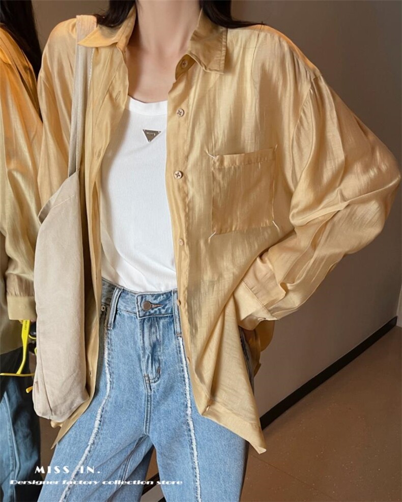 现货面料衬衫款防晒衣，女装衬衫，蜜思印·金