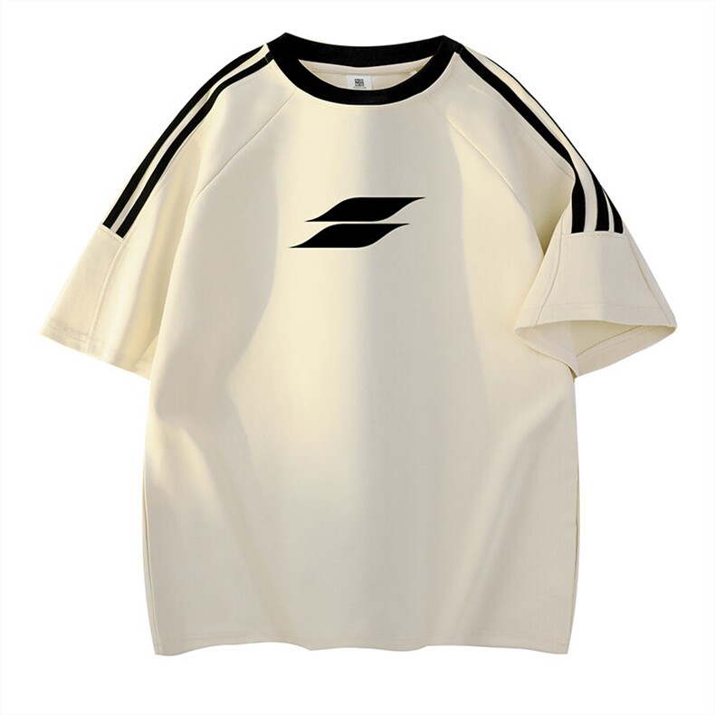 可48小时发货支持抖音得物来样二开重磅美式高街纯棉织带短袖T恤,男装T恤,电商A486