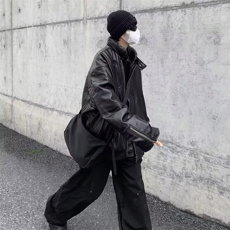 潮牌立领机车皮衣棉服男宽松防风棉袄韩版潮流加厚外套MF025-P91，男装棉衣，星座412-3