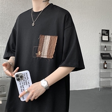 8XL-M高品质纯棉美式复古宽松简约百搭学院风短袖T恤上衣男DX343，男装T恤，电商D206-1