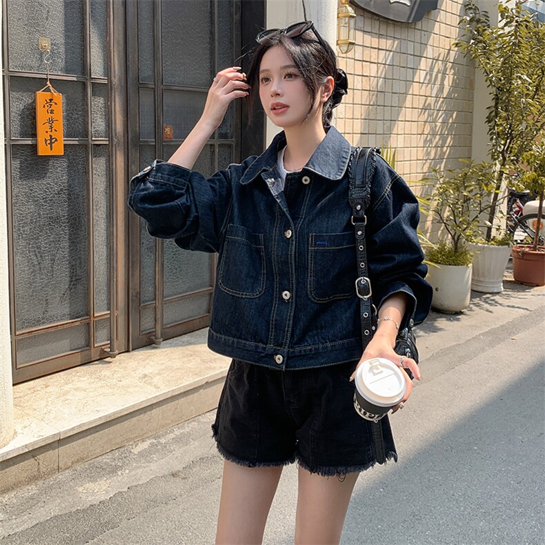 新款现货主推新款牛仔外套9873-P125-K178,女装短外套,2C129