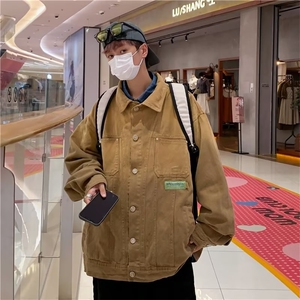 日系复古渐变牛仔外套男女秋季港风潮做旧水洗情侣夹克W3563-P66图片