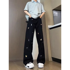 美式刺绣牛仔裤男款春秋夏季宽松直筒水洗做旧长裤W630_P39，男装牛仔裤，星座1112-1