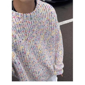 彩虹慵懒风软糯毛衣男高级感超好看情侣装针织衫秋季外套 MY259图片