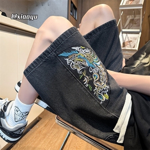 XZ616 新中式夏季风龙纹刺绣牛仔短裤五分裤 TY2477 p45控68图片