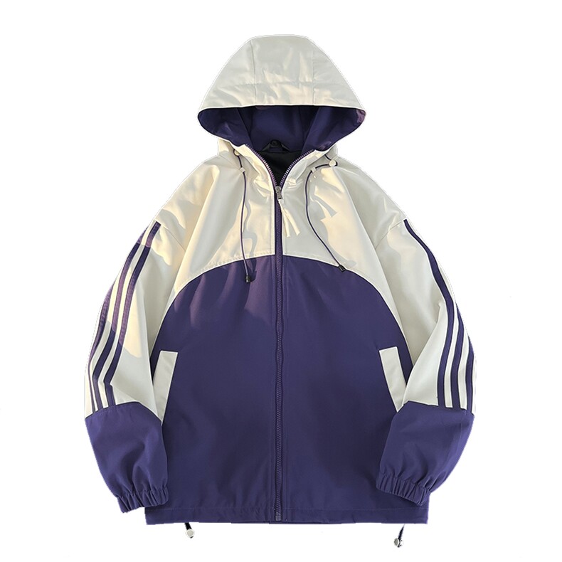 毛毯风冲锋衣侧条纹夹克中性风户外防风连帽外套秋A436-8805-P75,男装夹克,电商A436