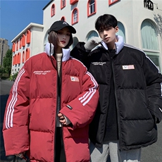 EQ336美式拼接撞色印花棉服外套男2024新款情侣装冬装面包服棉衣，男装棉衣，电商C306-1