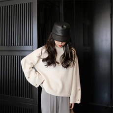 新款法式海军针织上衣时尚休闲，女装针织衫/毛衣，悦玛羊绒