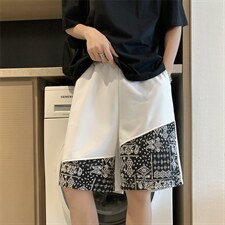 腰果花拼接夏季潮牌短裤男直筒宽松休闲中裤潮流百搭K1136-P25，男装休闲裤，星座512-4