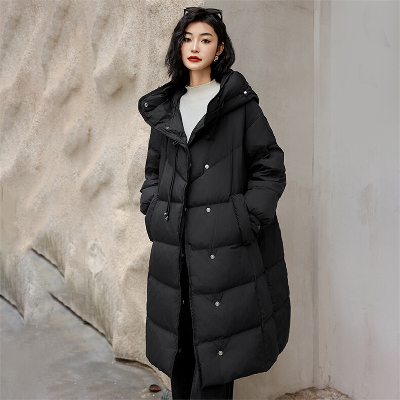 现货现货现货24冬季新款90白鸭绒长款直筒型羽绒服,女装羽绒服,阳光伊恋