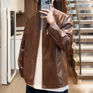 机车皮夹克休闲外套潮流上衣春季皮衣男立领男士A266-PY005-P85图片