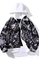 2026春秋款拼接假两件连帽夹克男潮牌印花工装A436-D1210-P73，男装夹克，电商A436
