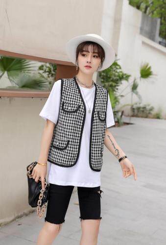 珍珠格子马甲套装，美美哒！,女装马夹,春信拙源