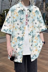 精品花衬衫大码男短袖夏季痞帅休闲上衣服外套翻领衬衣A012/P35图片