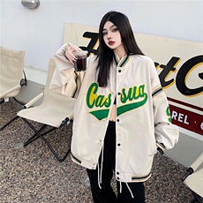 美式棒球服夹克男女韩版潮流宽松刺绣字母2024秋冬外套W6036-P41，男装夹克，星座412-3