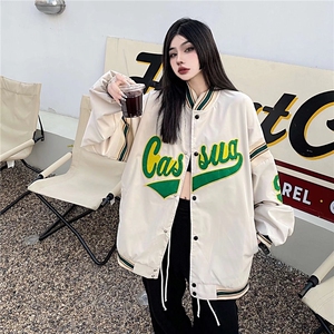 美式棒球服夹克男女韩版潮流宽松刺绣字母2024秋冬外套W6036-P41图片