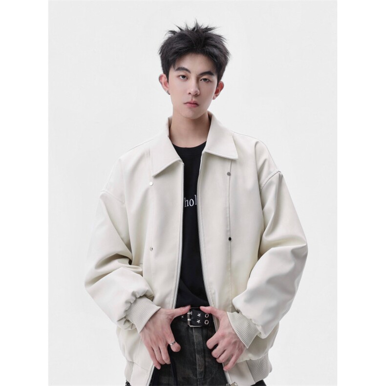档口美式翻领纹理感PU皮夹克皮衣机车服外套JK508-P70,男装夹克,星座1213