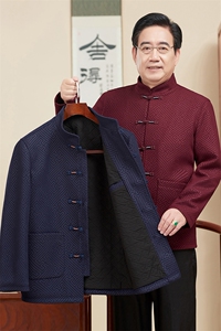 风唐装外套中老年花呢料加棉休闲长袖爸爸装棉衣TF816-P120图片