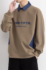 W25213-特P50春季休闲时尚卫衣男长袖打底衫衬衫领假两件外套，男装卫衣，电商D310B