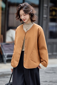超好看夹棉厚外套短款棉服女2025秋冬保暖小个子百搭休闲气质穿搭图片