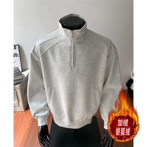 加绒银狐绒冬重磅450克设计感拉链立领外套AH907JR-P48图片