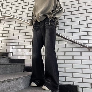 美式复古拼接秋冬牛仔裤男宽松高街阔腿垂感直筒裤长裤RK1118-P46图片