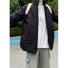 5W件现货冬季解构立领美式高街棉服厚外套男女夜光亮片满天星棉衣，男装棉衣，电商A486