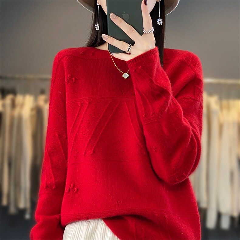 2024新款美丽诺羊毛衫女针织打底衫套头时尚衫洋气毛衣,女装羊毛衫,蒙莲贝斯
