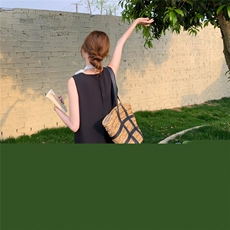超火高级感穿搭西服配无袖连衣裙女夏慵懒松弛感背心长裙两件套装，女装连衣裙，2C087