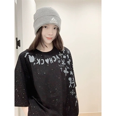 万针全刺绣工艺抖音得物高品质260克重磅纯棉双纱美式高街短袖T恤，男装T恤，电商A486