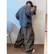 秋冬复古百搭耐脏慵懒风宽松深灰色拉链毛衣外套男INS日系潮流男，男装针织衫/毛衣，星座506A