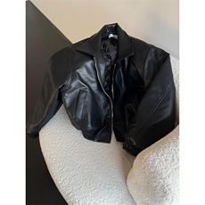 美式短款垫肩皮衣外套男春秋季高级感休闲宽松皮夹克JY770，男装夹克，星座516A