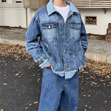 2579-P70美式重磅渐变轧染小众高级感牛仔外套男春季潮牌宽松，男装工装外套，电商B323A