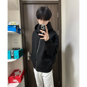 抖音得物品质二开 26春装美式高街双头双拉链卫衣开衫外套W74图片