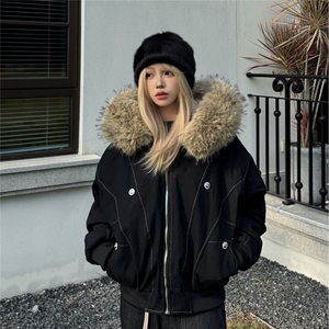 美式复古座山雕派克棉服外套男女冬季毛领连帽短款情侣棉衣,男装棉衣,星座506A