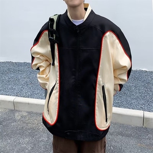 高级感痞帅赛车服美式机车外套男飞行员夹克情侣装图片