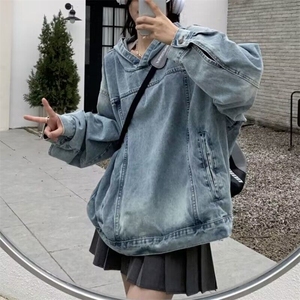 JK8605-P56 水洗做旧连帽卫衣男女春季美式街头ins潮牌宽松图片