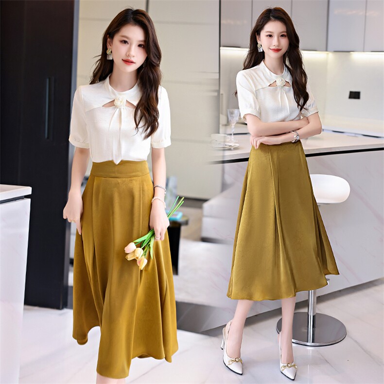 小香风套装女夏新款时尚高级感气质名媛职业清新小衫半身裙两件套，女装套装/套裙，时尚俏佳人