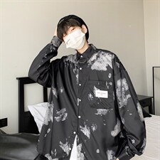 长袖衬衫男港风日系迷彩衬衫C079P34，男装衬衫，星座1116-2