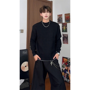 秋季新款圆领毛衣男宽松休闲百搭高级感上衣ZB7093-特价52图片