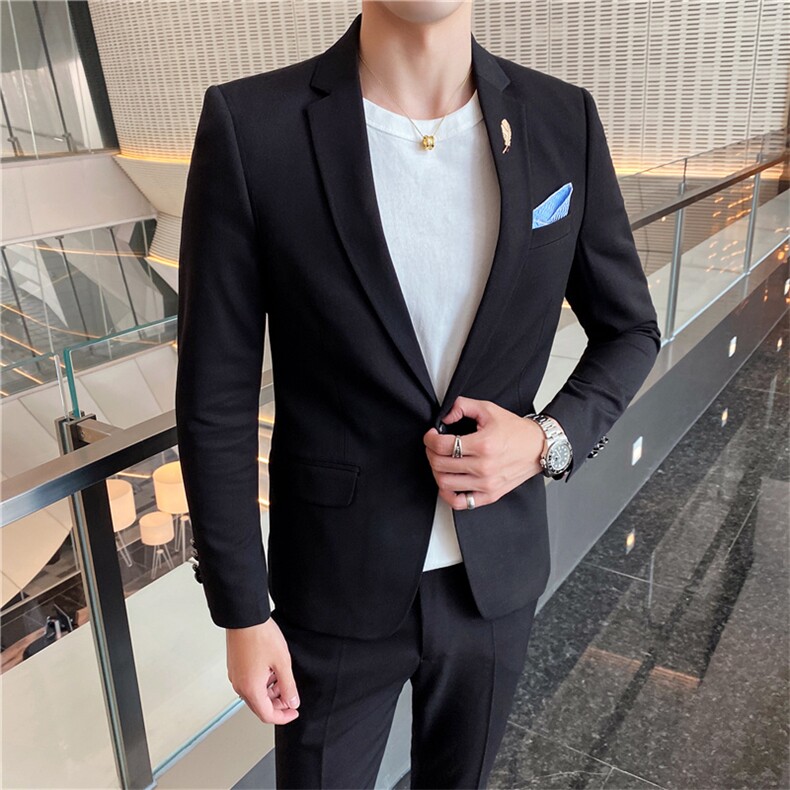 休闲小西装男外套韩版潮修身帅气西服套装发型师英伦风高档两件套,男装西服套装,星座505-2（原电商A260-1)