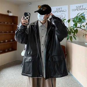 美式复古皮衣工装夹克男秋季男装宽松街头上衣户外百搭休闲外套图片