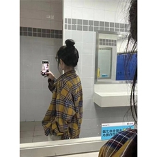 美式复古格子衬衫女春秋季新款长袖休闲外套慵懒风上衣，男装衬衫，星座506A