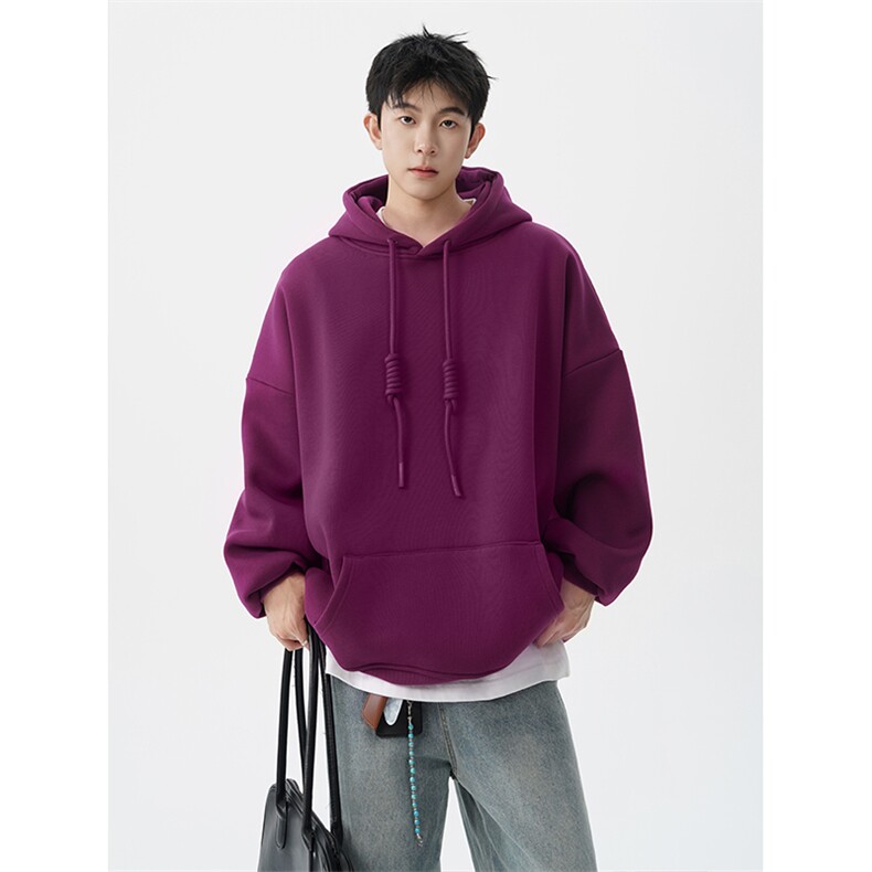 高克重卫衣男连帽卫衣纯色粗绳大帽衫情侣装休闲外套WY19P58,男装卫衣,电商D206-1