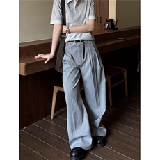 AK1686-P60新款立体双褶条纹老钱风cleanfit通勤微喇西装裤，男装西服套装，星座617A-2