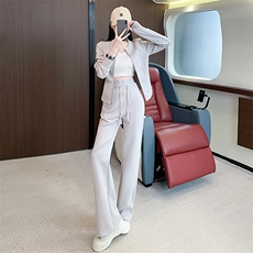 高级感拉链开衫立领卫衣阔腿裤两件套潮流，女装套装/套裙，江南
