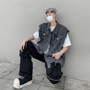 牛仔背心马甲外套男女款秋季日系宽松工装复古马夹坎肩MJ20-P55图片