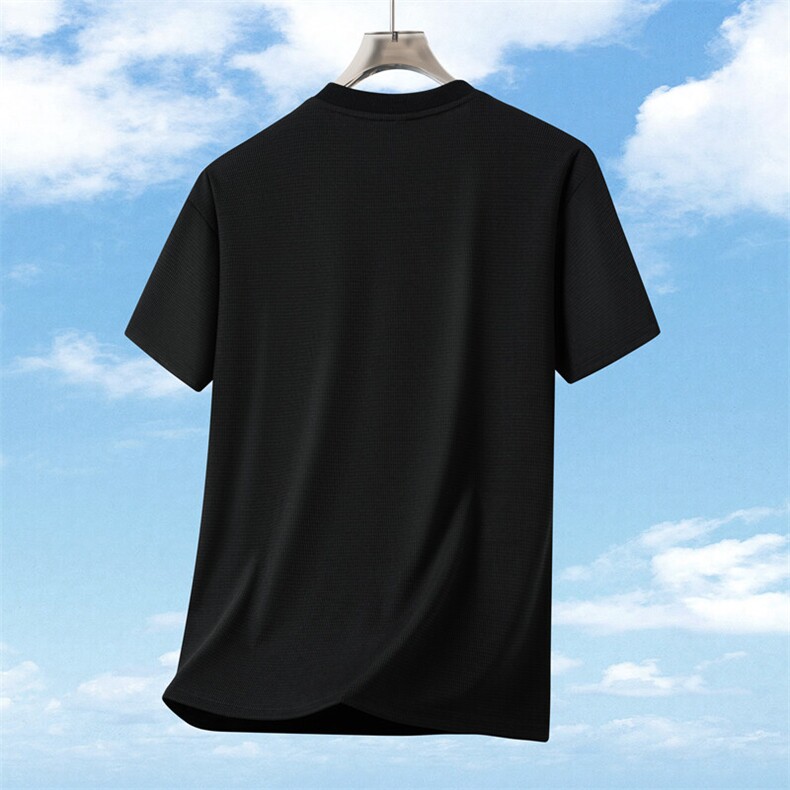 夏季简约休闲大码纯色圆领高品质短袖T恤男冰丝上衣-T7989-P25,男装T恤,星座310B-3