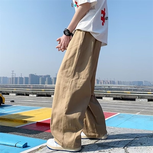 直筒休闲裤男韩版宽松复古百搭长裤潮牌潮流日系阔腿裤K3616-p43图片